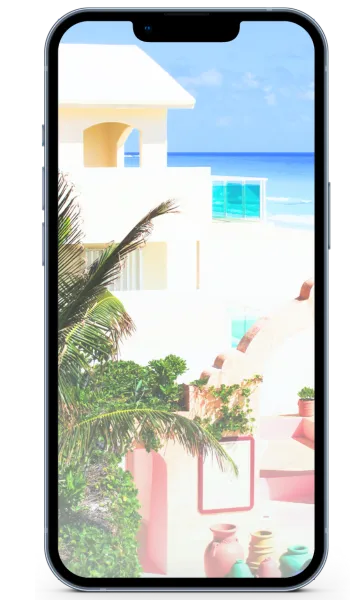 Teléfono celular mostrando casa de playa